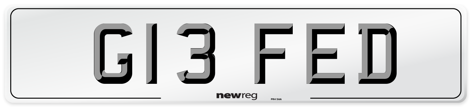 G13 FED Number Plate from New Reg